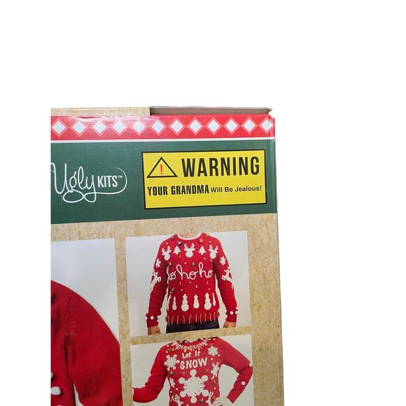 NWT Ugly Christmas Sweater Kit Men XL Women XXL Red Knit Sweater Reindeer Snow - Picture 7 of 11